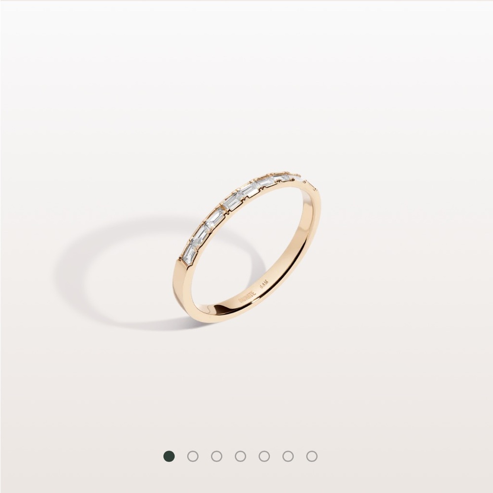Aurate 14k gold half diamond baguette ring